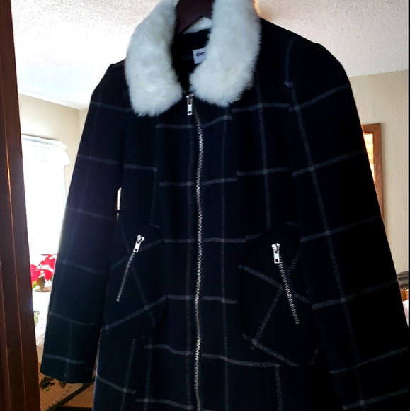 CoffeeShop Kids Coat sz L navy/white plaid - Picture 6 of 8